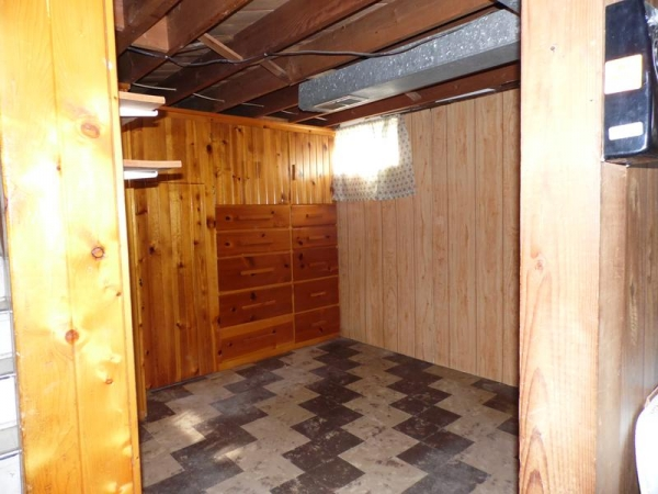 Man cave or playroom in basement with lots of storage