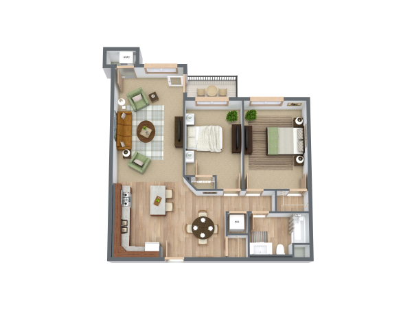 2 bedroom 1 bath (B), 4510 Cedar Heights Drive-2B, Cedar Falls, IA, 50613